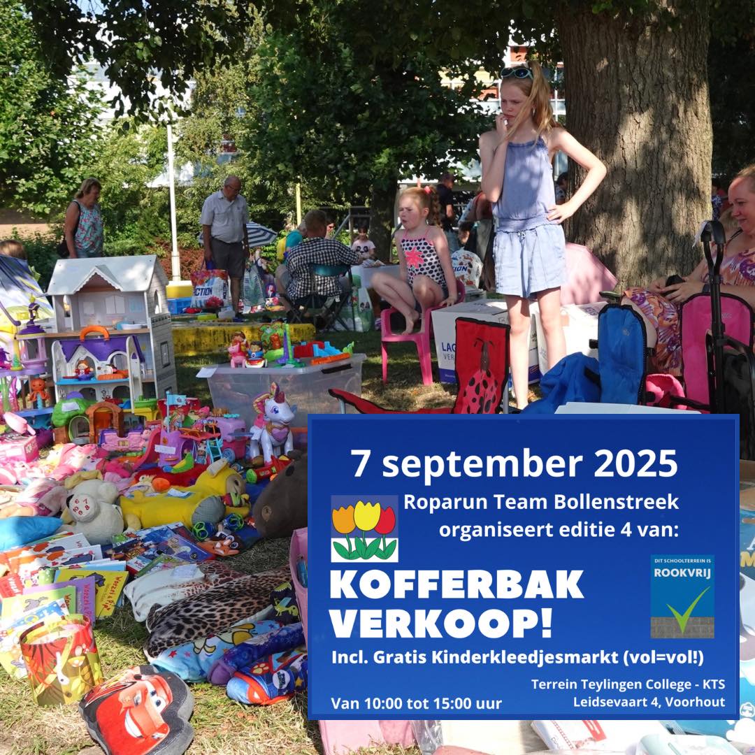 kofferbak rommelmarkt zuid holland voorhout team roparun 7 september 2025